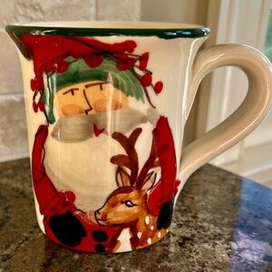Vietri Santa & Reindeer Collectable Holiday Mug